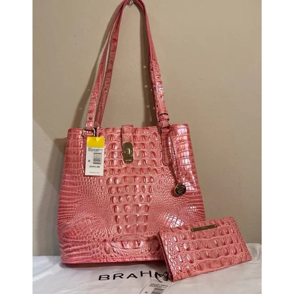 🌺🌹Brahmin Fiora Melbourne Embossed Leather Shoulder Bag and wallet RED DRAGON